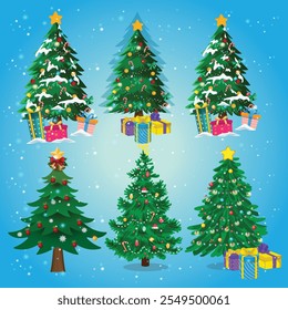 Set of Christmas tree , white background