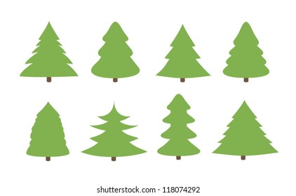 set of christmas trees