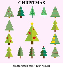 set of christmas trees