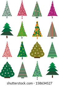 set of christmas trees