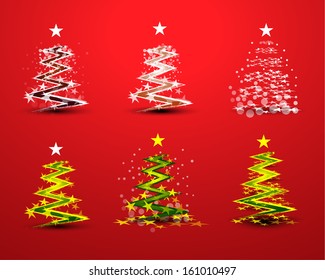 set of christmas trees