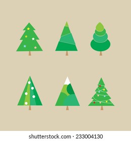 set of christmas trees 
