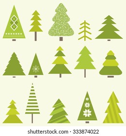 set of christmas trees