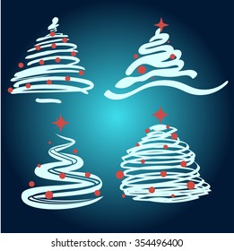 set of Christmas trees