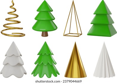 conjunto de árboles de navidad. colección de árboles de navidad en 3d