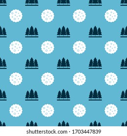 Set Christmas trees and Cookie or biscuit with chocolate on seamless pattern. Vector