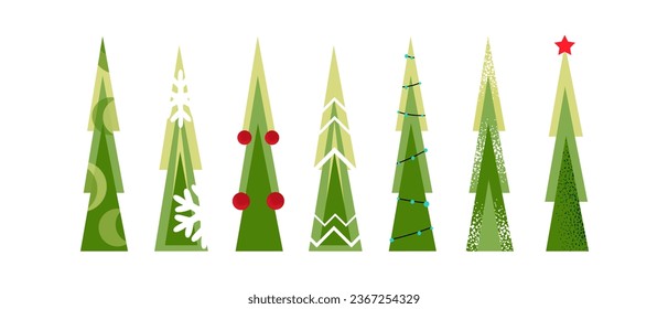 Set of Christmas trees. Element of festive, New Year's decor.Vector illustration.