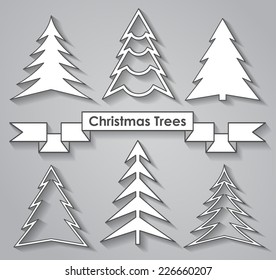 Set of Christmas trees. Flat design. Vector illustration.