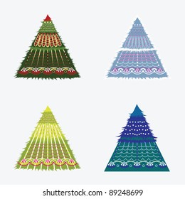 A set of Christmas trees. Four separate holiday eating.