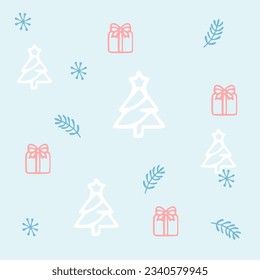 set of Christmas trees. Holidays background. Abstract doodle drawing woods. Vector art illustration