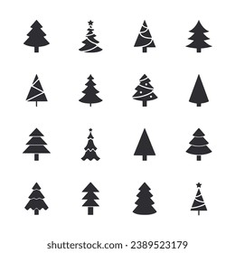 set of christmas trees icon
