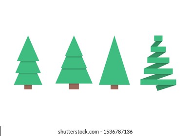 Set of Christmas trees icons. Vector illustration in flat design