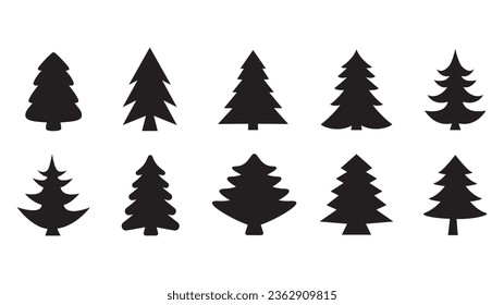 Set of christmas trees icons .Vector illustration