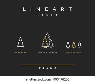 Set of Christmas trees icons. vector illustration