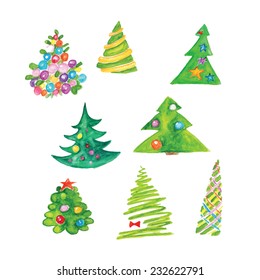 set of christmas trees illustration