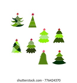 Set of Christmas trees. Illustration for Christmas design. Colorful variant.