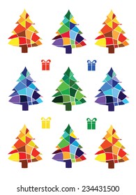 Set of christmas trees. isolated on white background.