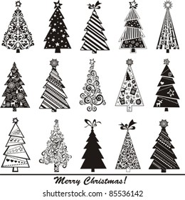 set of christmas trees isolated on White background. Vector illustration