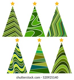 Set of Christmas trees. Isolated vector illustration for Merry Christmas and Happy New Year.
