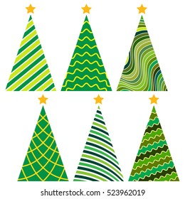 Set of Christmas trees. Isolated vector illustration for Merry Christmas and Happy New Year.