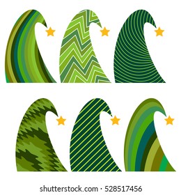 Set of Christmas trees. Isolated vector illustration for Merry Christmas and Happy New Year.