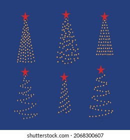 Set of Christmas trees with lamp decoration