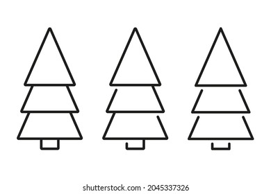 Set of Christmas trees line icons. Vector illustration