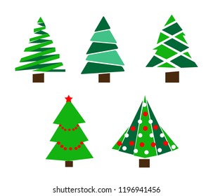 Set of Christmas trees. New year, Christmas tree, holiday