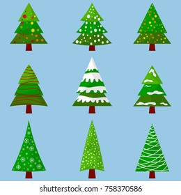 Set. Christmas trees. New Year. For your design.