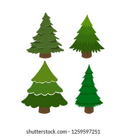 set of Christmas trees on a white background