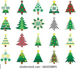 Set of christmas trees on white background. Vector illustration