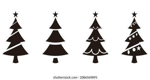 Set of christmas trees on white background
