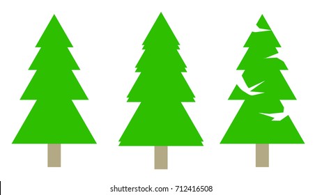Set of christmas trees on a white background. Vector art.