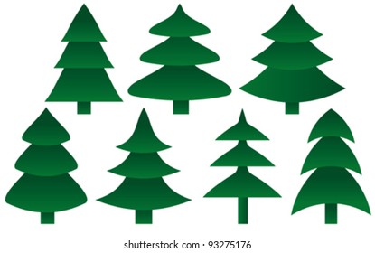 Set of Christmas trees on white background