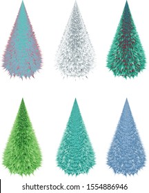 Set of Christmas trees of original color shades for New Year and Christmas