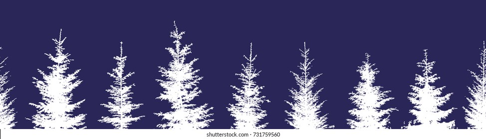 Set Christmas trees seamless background. Vector