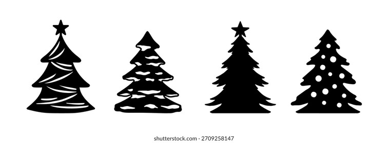 Set Weihnachtsbäume Silhouette Vektorgrafik