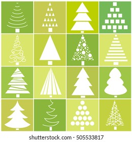 Set of Christmas trees in the style of flat