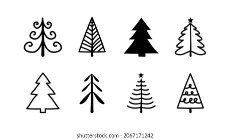 Set of Christmas trees. Vector