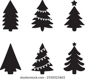 Conjunto de árboles de Navidad Arte vectorial para tarjetas de felicitación únicas 