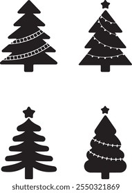 Conjunto de árboles de Navidad Arte vectorial para tarjetas de felicitación únicas 