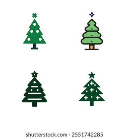 Set of Christmas Trees Vector art.