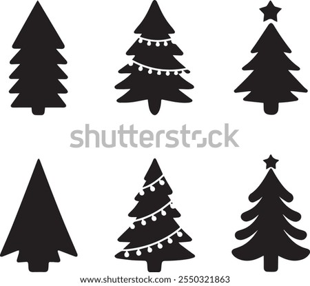 Set of Christmas trees vector art for unique greeting cards 