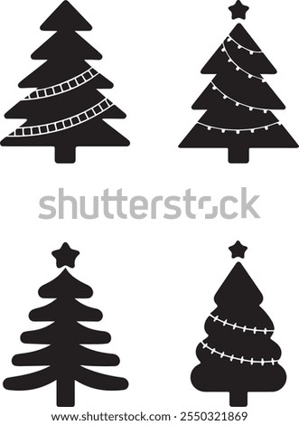 Set of Christmas trees vector art for unique greeting cards 