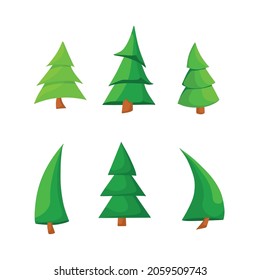 A set of Christmas trees. Vector cartoon illustration.