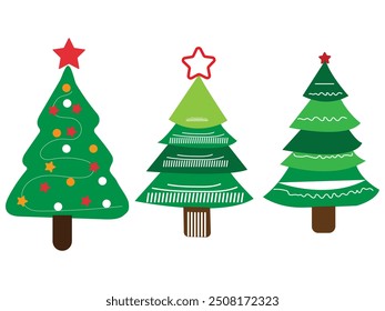 set of christmas trees	vector design