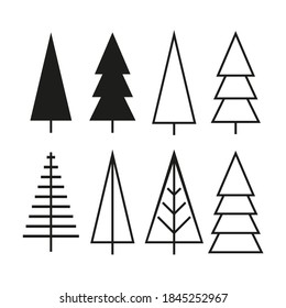 Set of Christmas trees. Vector in flat design