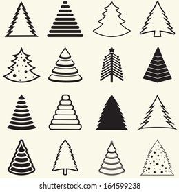 set of christmas trees. vector illustration.