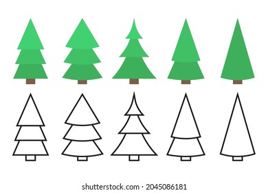 Set of Christmas trees. Vector illustration in flat design