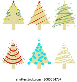 Juego de árboles de Navidad. Ilustración vectorial. Gráficos. Abstracción